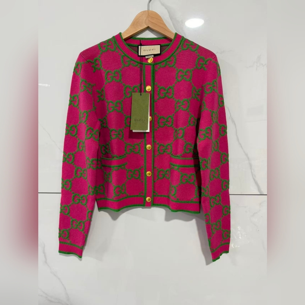 Gucci GG crew neck cardigan sweater